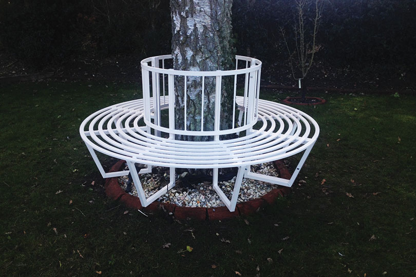 bespoke iron tree bench