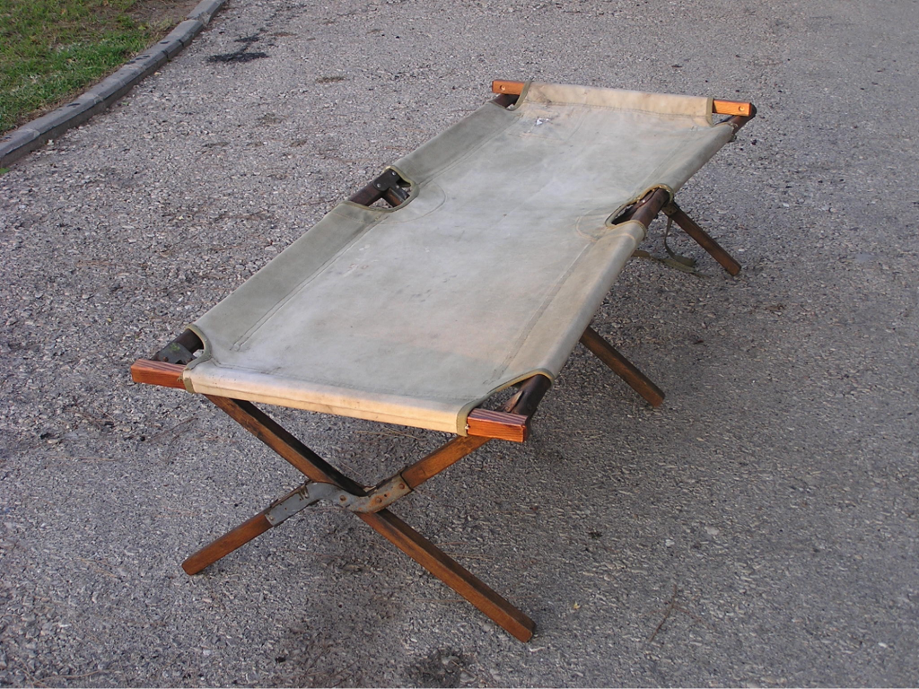 Old camp bed outside