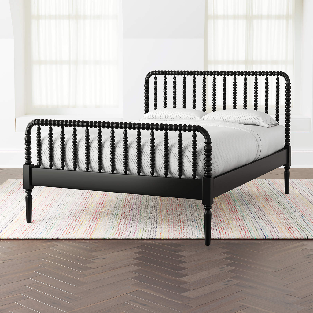 Modern spool bed in black