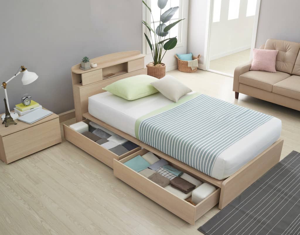 Single storage bed with two drawers