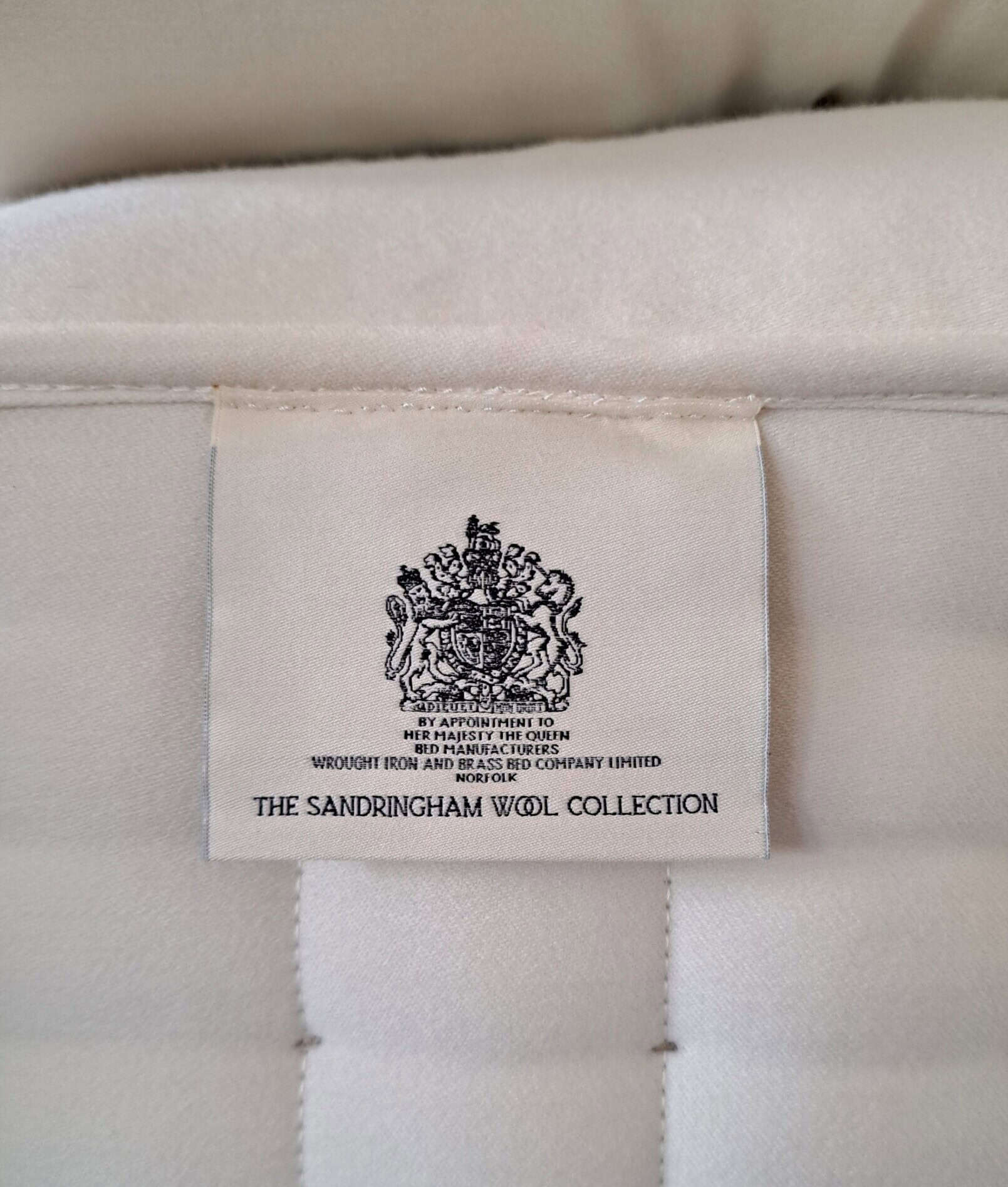 Sandringham Wool mattress label 