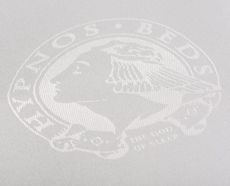 Hypnos mattress embroidered logo white