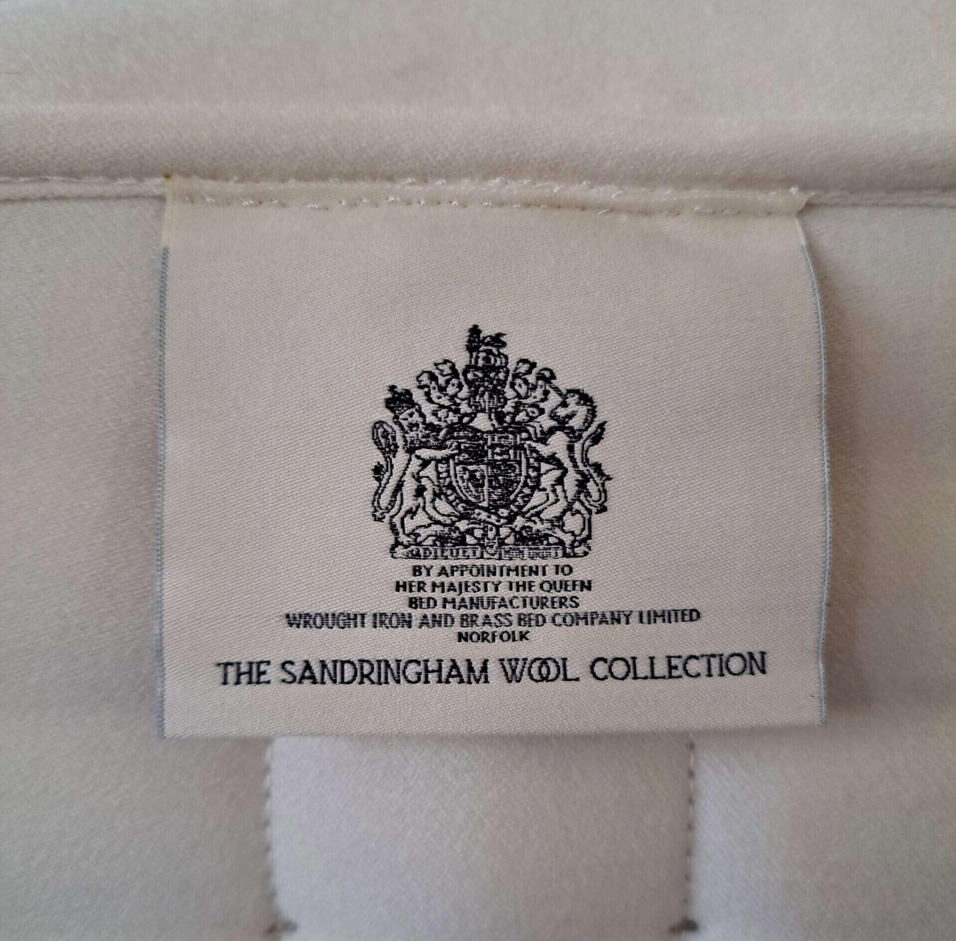 Sandringham wool mattress label